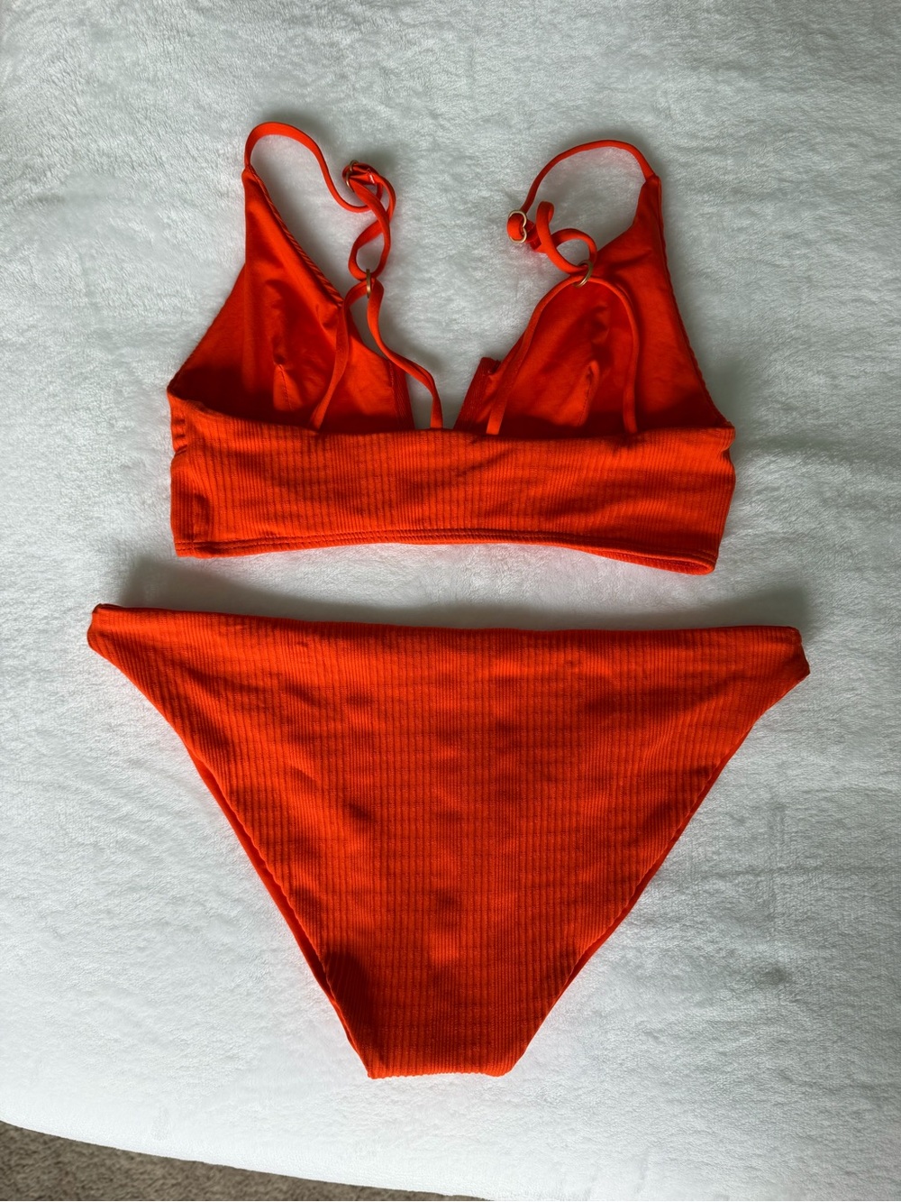 l*space Ribbed V-Notch Bikini Set in Bright Orange - Picture 2 of 3